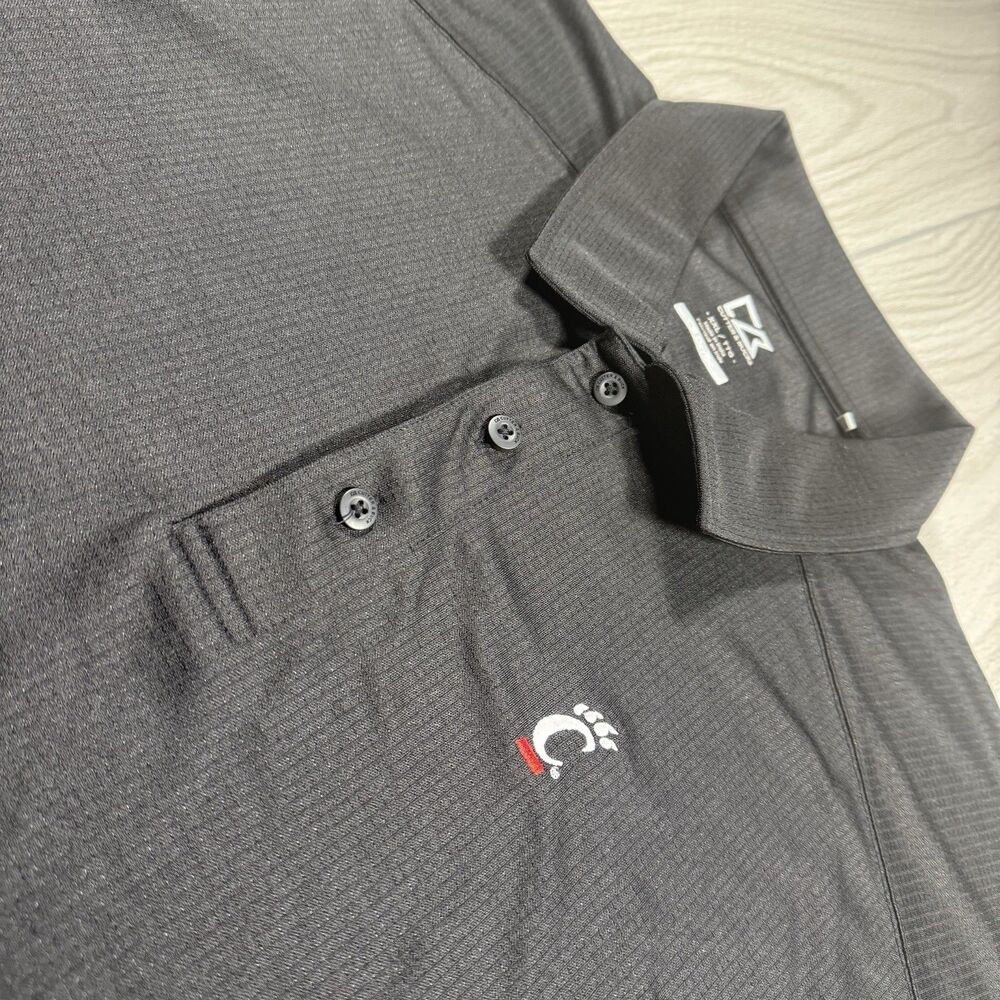 Cincinnati Bearcats Golf Polo Men’s XXL Black Logo Cutter Buck DryTech EUC
